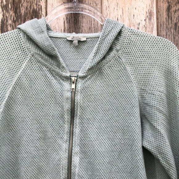 Zara Trafaluc Cotton Blend Mesh Sea Foam Zip Up Hoodie Small - Picture 2 of 6